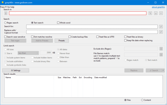 grepWin(正则表达式搜索工具) v2.1.8 便携版