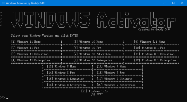Windows Activator by Goddy(Win11/Win10激活工具) v5.1插图 Windows Activator by Goddy(Win11/Win10激活工具) v5.1